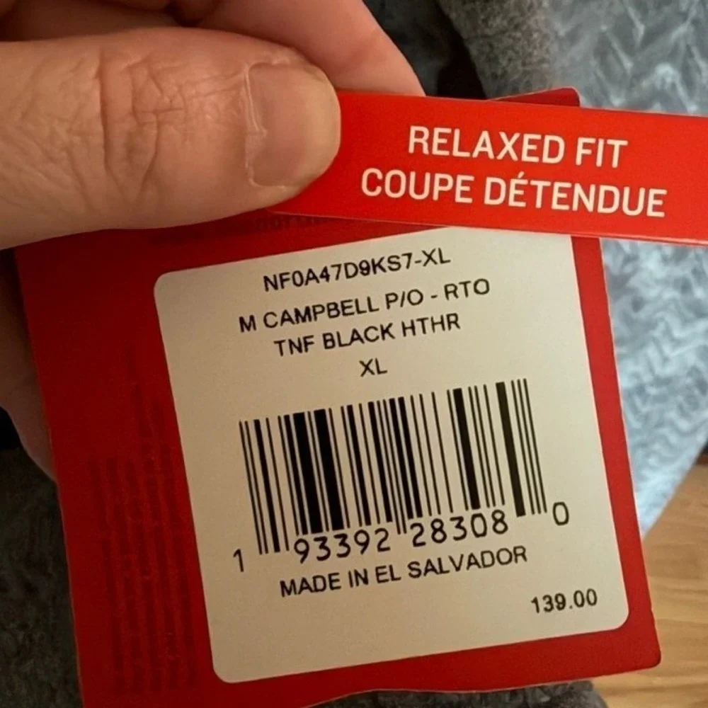 The North Face Campbell‎ Pullover in Black Heather NWT